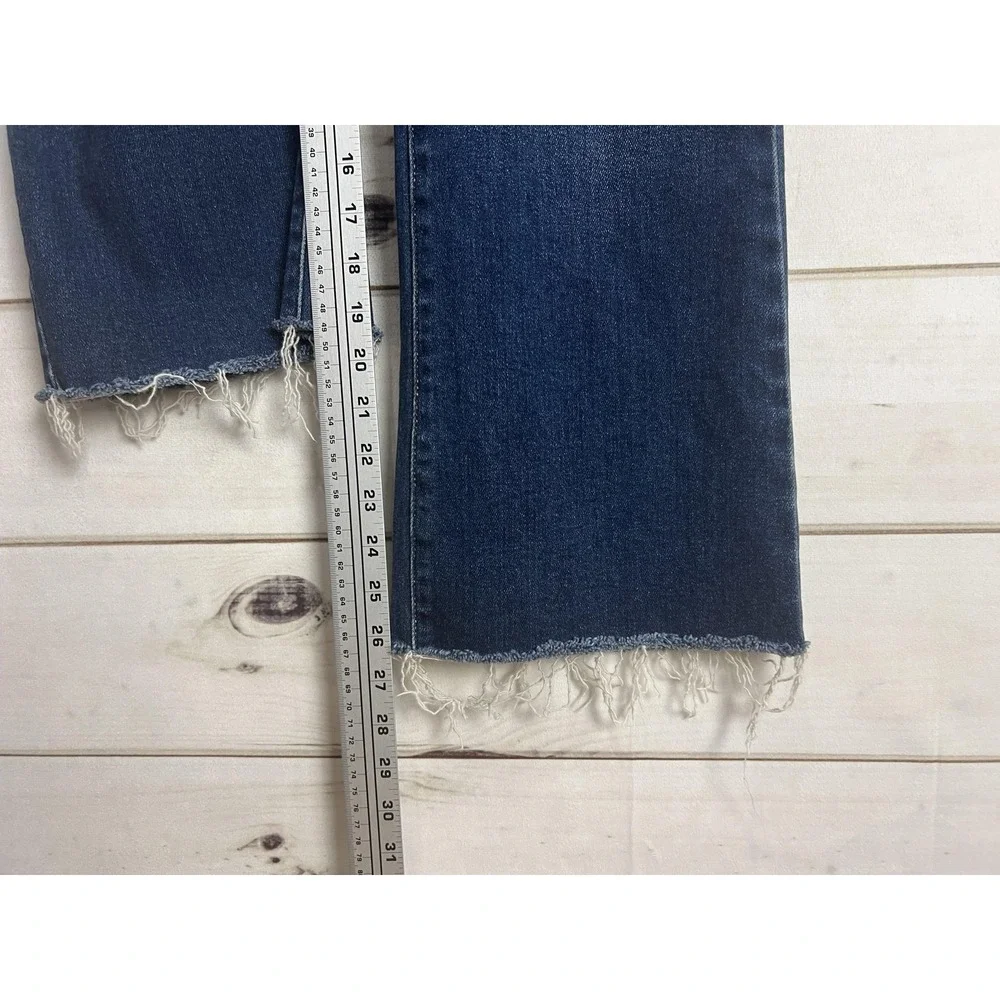 Carly Jean Los Angeles Kate Cropped Flare Jeans Womens 11 Blue Raw Hem Stretch - Picture 9 of 10